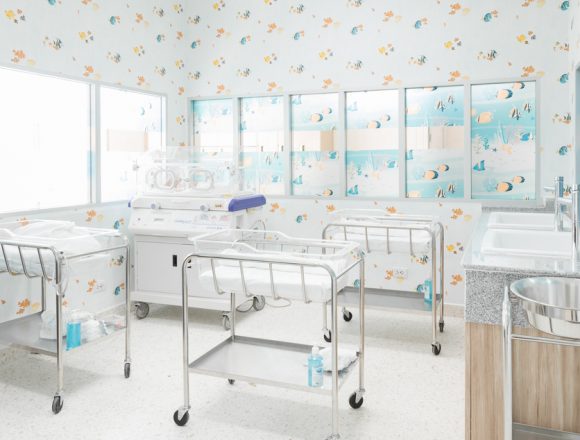 Kinderafdeling ziekenhuis met antibacterieel printwand