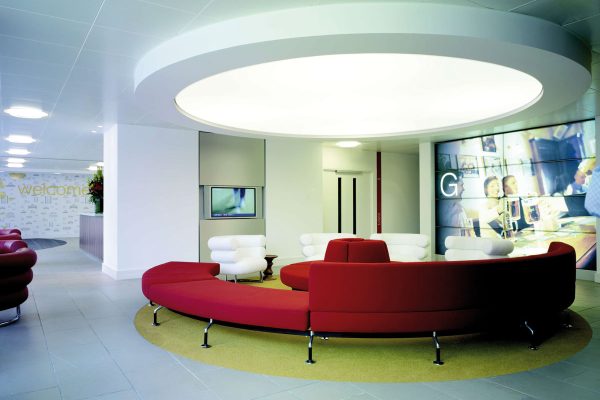 verlichting plafond spanplafond wachruimte lounge modern kantoor